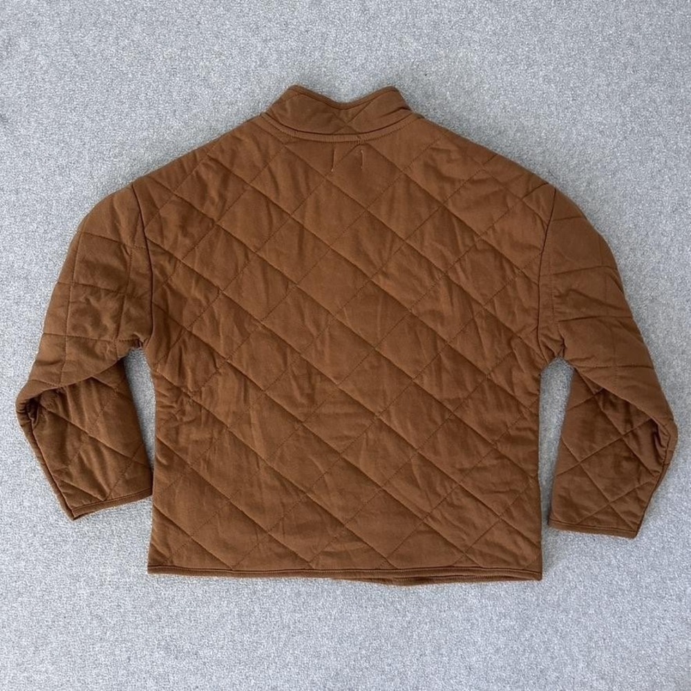 Brown Quilted Snap Jacket Womens Small‎ Boxy Cozy Heritage Country Gorp Utility - Picture 2 of 7